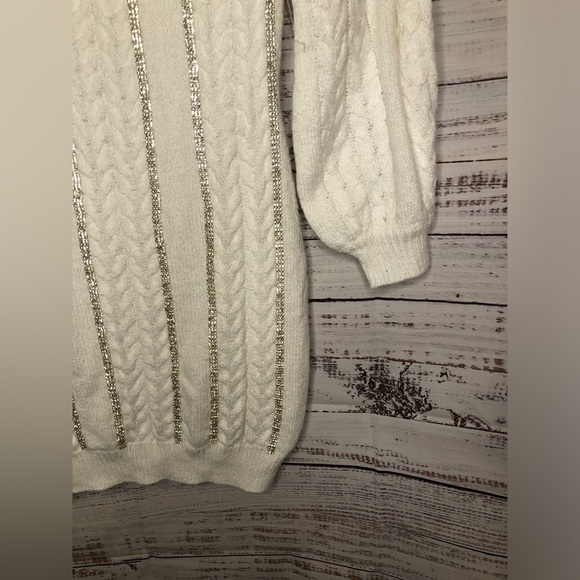 VENUS Off-Shoulder Cable Knit Dress - Cream - Picture 15 of 16